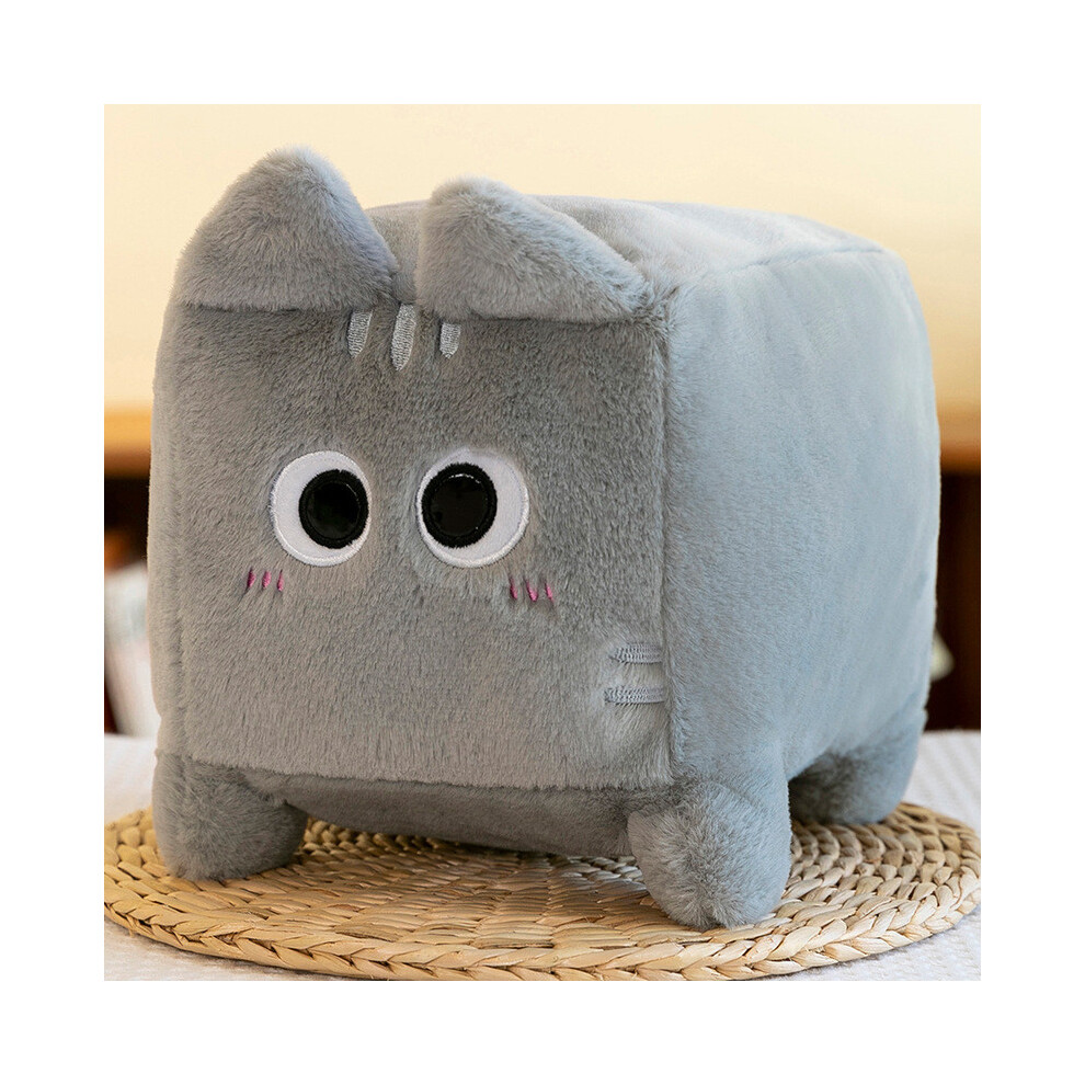 (Gray, 34x30cm) Cat Plush Square Toy Stuffed Animal Doll Cartoon Bedroom Gift Kids Decoration-image-OPC-PJFRFNP-NEW