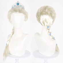 Elsa Frozen Cosplay Wig - 70cm Heat-Resistant White Synthetic Hair for Halloween & Costume Parties
