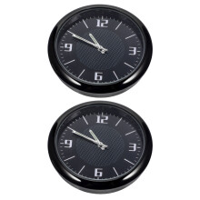 2Pcs Car Clock Auto Accessories Black Stick-on Quartz Dashboard Clock