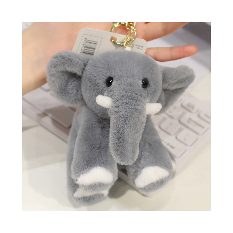 (Gray Elephant) Cartoon Elephant Penguin Floral Bunny Plush Toy Keychain Pendant Bag Decor-image-OPC-PJFRYSY-NEW