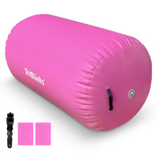 (80 x 50cm, Pink) Air Roller Inflatable Tumbling Gymnastics Mat Air Roll Air Barrel for Training