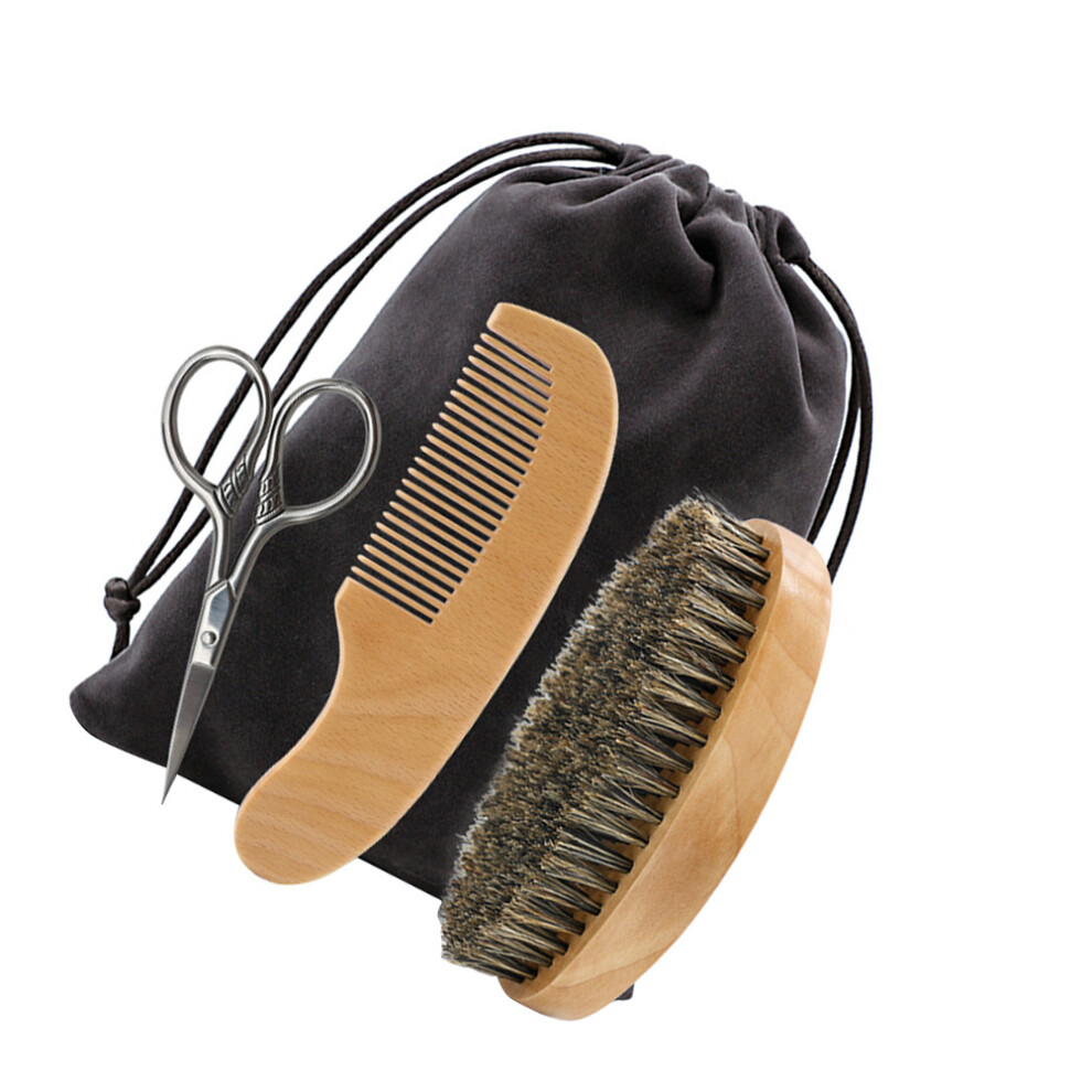 Smoothing Hair Comb Beard Care Kit Scissors Grooming Set Man