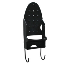Ironing Board Holder Wall Mounted Storage With Hooks Black