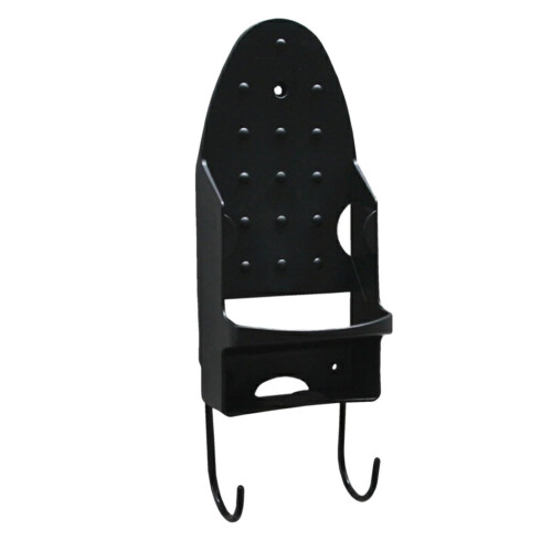 Ironing Board Holder Wall Mounted Storage With Hooks Black
