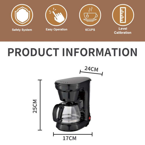Filter Coffee Maker Machine Instant Anti-Drip 6 Cups 750ml Jug Geepas 1
