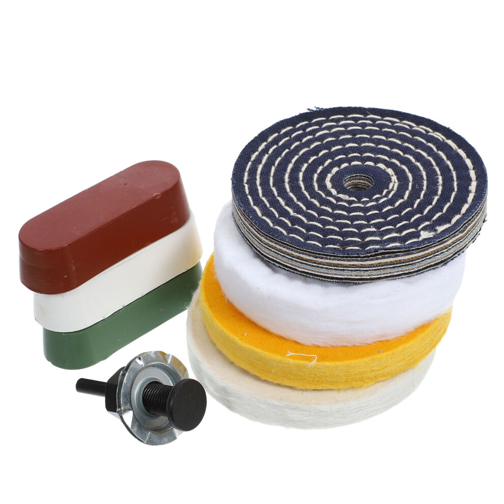 Cloth Wheel Set Polishing Attachment For Drill Buffing Bench Buffer 3033542812081