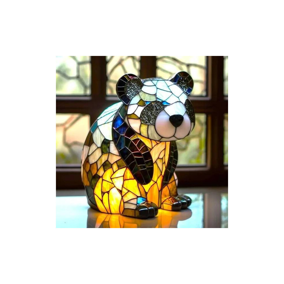 Flemye (Panda, 17Cm Usb) 1Pcs Dog Series Resin Ornaments Led Night Art Animal Statue Creative Home Desktop Halloween Xmas Decoration Light