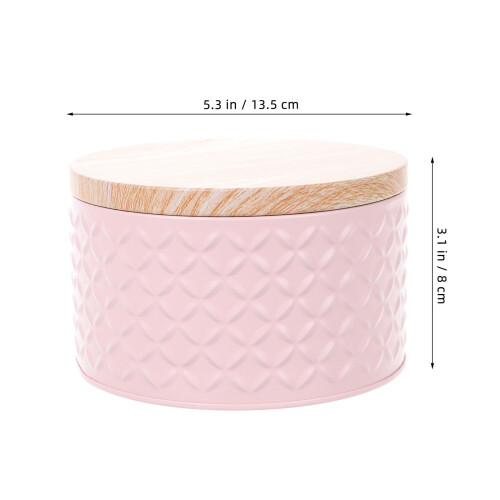2Pcs Pink Iron Candy Box Wooden Lid Biscuit Cake Storage Case 1