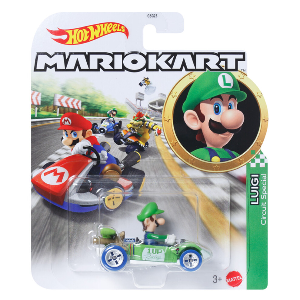 Hot Wheels Mariokart: Luigi Circuit Special 1:64 Diecast Car Mattel Grn18