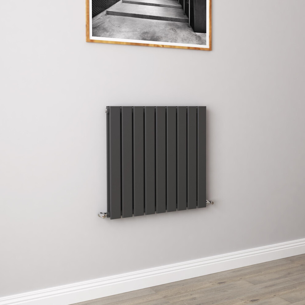 Aica (600X612mm Double) Horizontal Flat Radiator Anthracite All Sizes