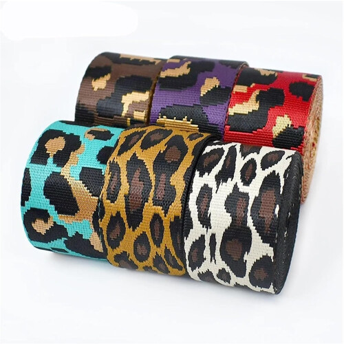 Nylonband Leopard Pattern 50mm Jacquard Webbing, 2 or 5 m Length, 1.5mm Thick, RD190 Camouflage, Backpack Straps 1
