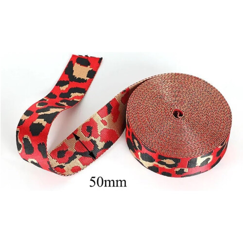 Nylonband Leopard Pattern 50mm Jacquard Webbing, 2 or 5 m Length, 1.5mm Thick, RD190 Camouflage, Backpack Straps 2