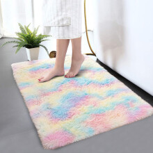 (50 x 80 cm (1ft 6" x 2ft 6")- Small Mats For Bath Bathroom/Indoor Outdoor Door Mat) Rainbow Rugs Shaggy Living Room Carpets Runner Mat
