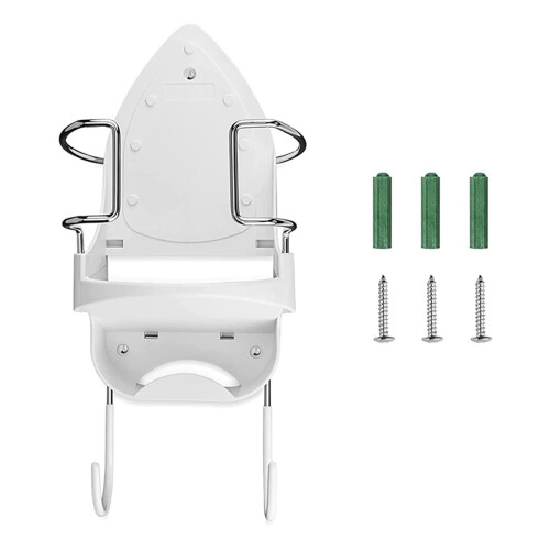 Ironing Board Holder Wall Mount White Ironing Board Hanger With Removable Hooks Storage Organizer Shelf