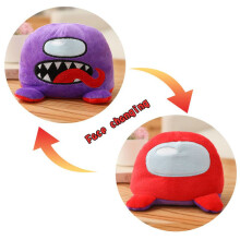 (Purple+Red)Doppelseitig Wende Among Us Stofftier Kinder Kawaii Tier Niedlich Puppe Plüsch