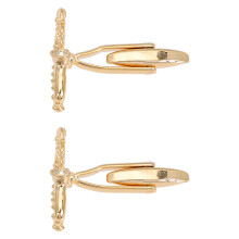 1Pair Brass Saxophone Cufflinks for Men Golden Shirt Sleeve Buckle