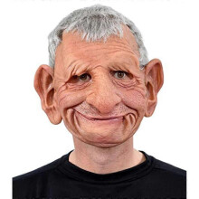 (D) Halloween Smoking Granny Mask Latex Headset Cosplay Grandpa Wig Mask