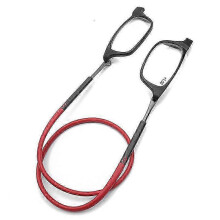 (1.5 Magnification, Red) Reading Glasses High-grade Tr Magnetic Absorption Hanging Neck Funky Readers Glasses
