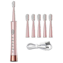 (Pink) Smart Electric Toothbrush For Adults, Usb Rechargeable Sonic Toothbrush With 6 Brush Heads, 5 Modes,gifts