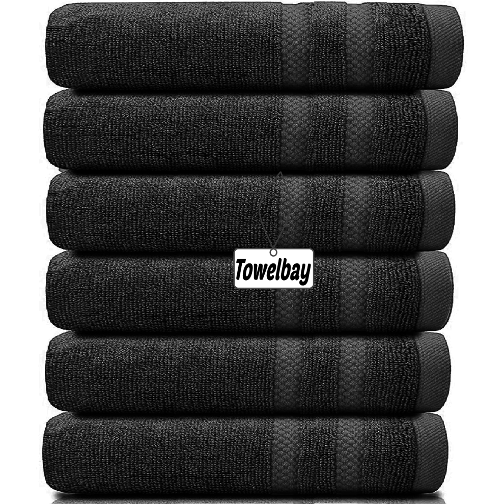 Towelbay 6 X Large Jumbo Bath Sheets 100% Egyptian Cotton Luxury Soft Big Bathroom Towels (Black)