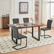 (Grey(Velvet), 4PCS) New Dining Chairs Suede/Velvet/PU Chair Home