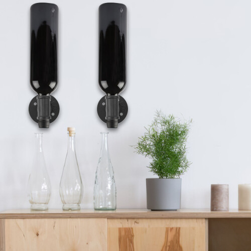 3Pcs Wall Mounted Iron Wine Bottle Rack with Rustic Home Style 2