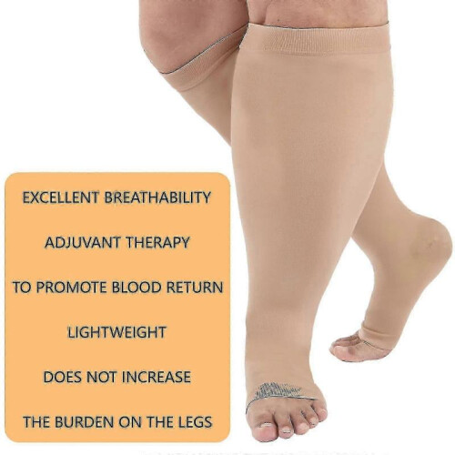 (L) Compression Sock For Men Women, Plus Size Compression Socks Wide Calf, High Knee Flight Socks Medical Compression 2