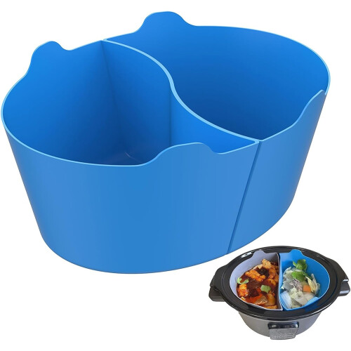 2 In 1 Silicone Slow Cooking Divider For 6-Quart Cookers, Reusable, Blue 1