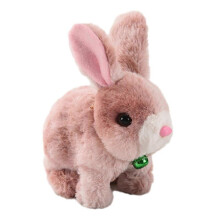 (Red) Plush Stuffed Animal Squeaking Walking Cute Rabbit Electric Toy New Years Christmas Birthday Holiday Gifts for Toddlers Red