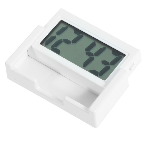 Small Digital Clock Silent Operation White Plastic 1set 2