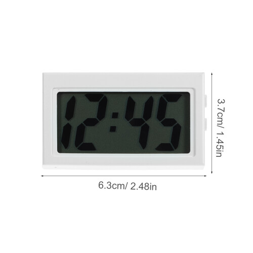 Small Digital Clock Silent Operation White Plastic 1set 1