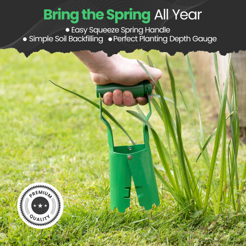 Garden Bulb Planter Spring-Loaded Handle, Easy Use 1