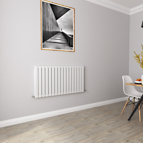 AICA (600x1156mm Double) Horizontal flat radiator white all sizes 2