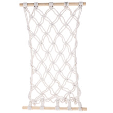 Handmade Beige Cotton Rope Fruit Basket Wooden Hanging Storage