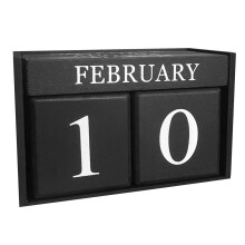 Classic Black Wooden Perpetual Calendar Manual Monthly Blocks