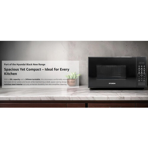 Hyundai Digital Microwave 800W 20L Stainless Steel 11 Powers Black 1