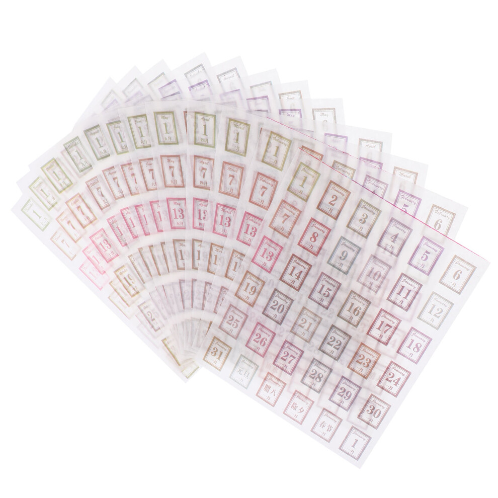 12 Sheets Notebook Stickers Calendar Paper Applique-image-OPC-PJFWGW6-NEW