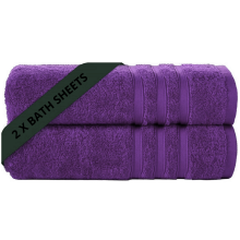 2X Large Bath Sheets 100% Egyptian Cotton Soft Luxury Big Jumbo Bathroom Towels (Purple)