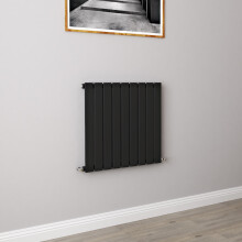 (600x612mm Single) Horizontal flat radiator black all sizes