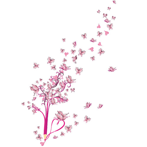 Pink Wall Art Stickers Pattern PVC Bedroom Wall Decors