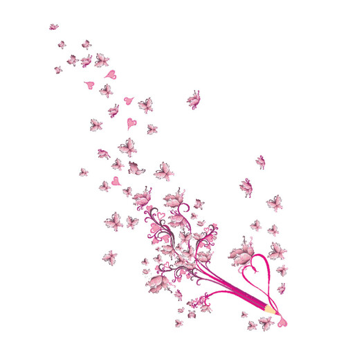 Pink Wall Art Stickers Pattern PVC Bedroom Wall Decors 1