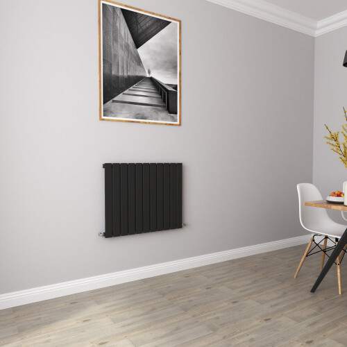 AICA (600x748mm Single) Horizontal flat radiator black all sizes 2