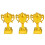 3Pcs Golden Plastic Trophy Cake Toppers Creative Contest Party Picks 3