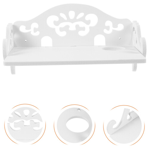 1Pc White Wooden Wall Mount Router Storage Rack for Home Organizer 2
