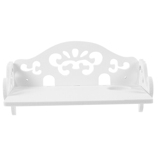 1Pc White Wooden Wall Mount Router Storage Rack for Home Organizer 1
