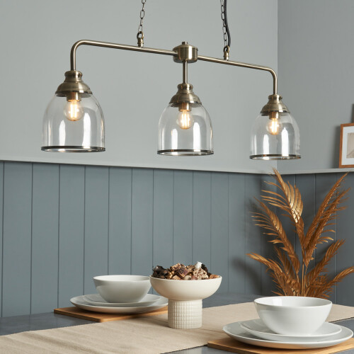 Litecraft Ingrid 3-Light Ceiling Pendant Bar - Antique Brass (60621344) | Adjustable Drop 1