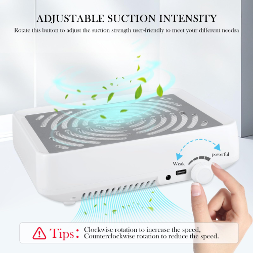 Nail Dust Collector with LED Light, 60w Powerful Nail Dust Extractor 1