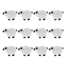 12pcs Miniature Resin Sheep Figurines Realistic Farm Animal Toys Decor