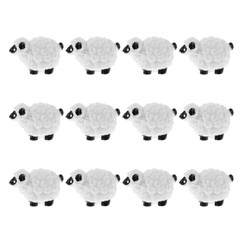 Totority 12Pcs Miniature Resin Sheep Figurines Realistic Farm Animal Toys Decor