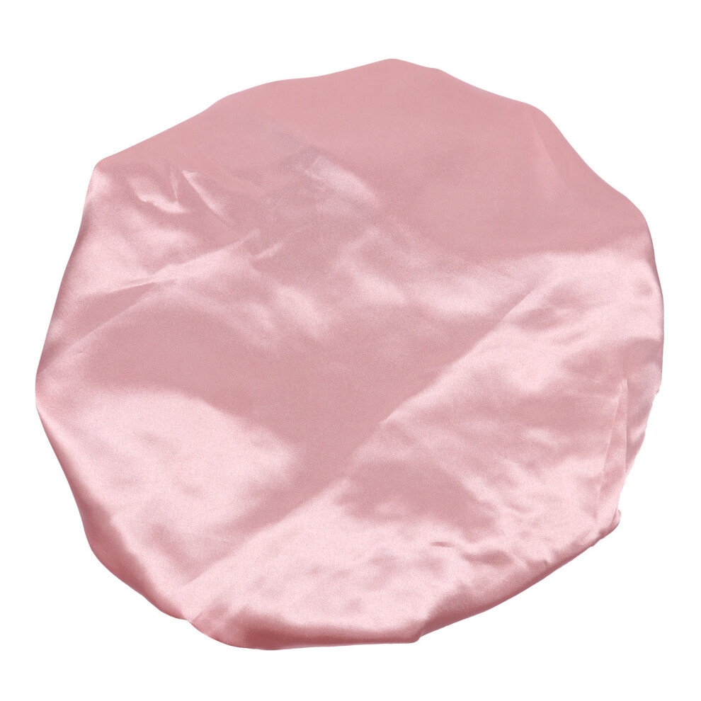 Totority Pink Elastic Band Bath Caps Satin 1Pcs 13X13in